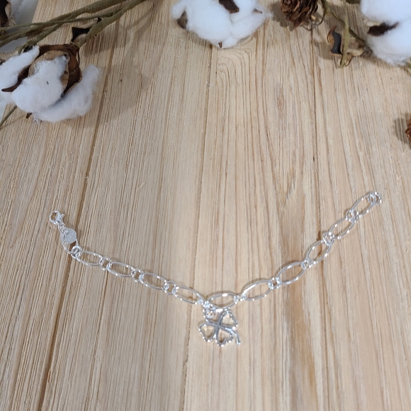 🍀🍀NEW🍀🍀PRETTY!! 925 STERLING SILVER SHAMROCK BRACELET 🍀🍀 - Picture 5 of 15